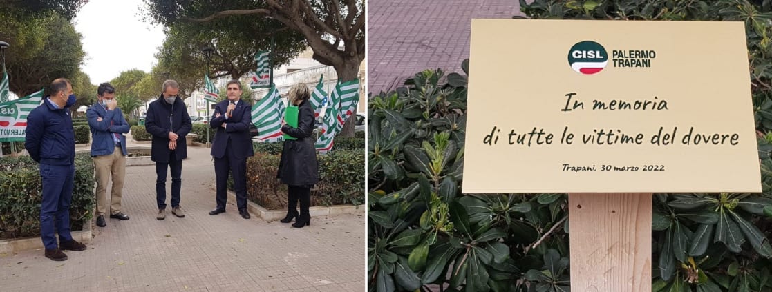 CISL adotta piazza a Trapani per ricordo 'Vittime del Dovere'. Inail, cifre molto preoccupanti