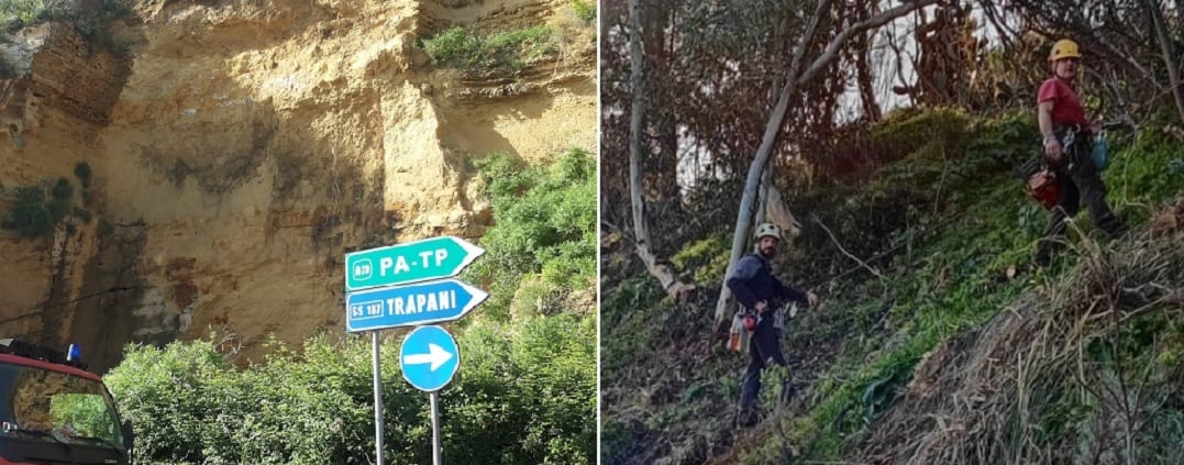 Frana costone tufaceo su SS187, lavori in ultimazione. Transito totale dal 14 al 19 aprile per la 'Playa'