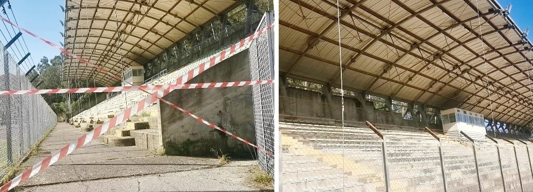 Copertura tribuna ‘Catella’, cadono pezzi. Accesso interdetto ma agibilità scade nel 2023