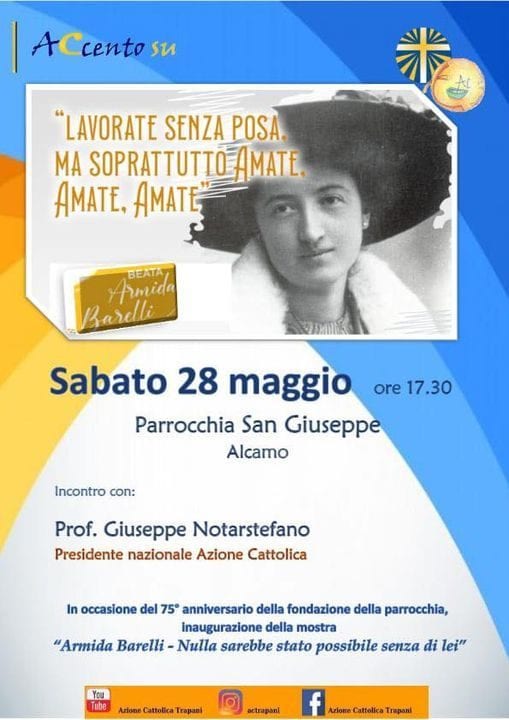 Mostra ad Alcamo di Armida Barelli, simbolo di Gioventù Femminile di Azione Cattolica.