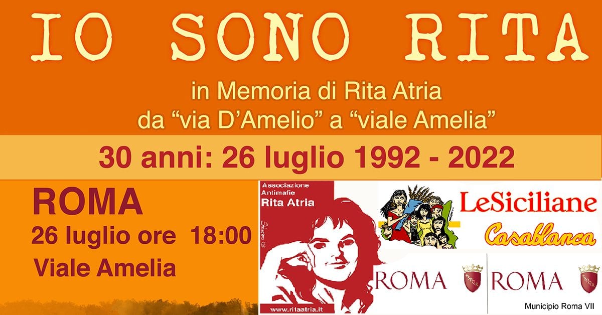 “Una Rosa per Rita”, evento in Memoria di Rita Atria a 30 anni dalla sua morte