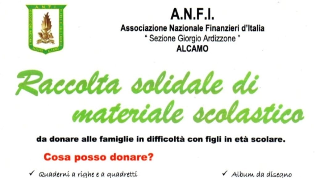 Materiale didattico per famiglie bisognose, associazione finanzieri raccoglie donazioni (INTERVISTA)