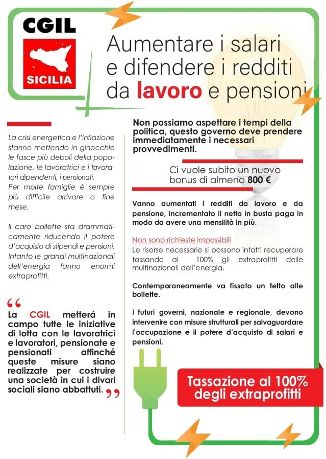 Crisi energetica, caro bollette, disoccupazione. La Cgil si mobilita nei mercati popolari del trapanese