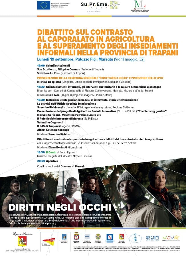 "Diritti negli occhi", dibattito a Marsala per il contrasto al caporalato e agli insediamenti informali
