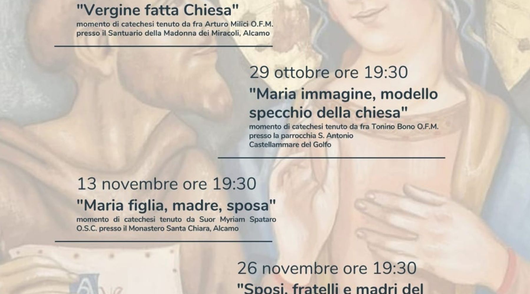 Francescani in preghiera per la pace. Percorso mariano fra Alcamo, Castellammare e Calatafimi
