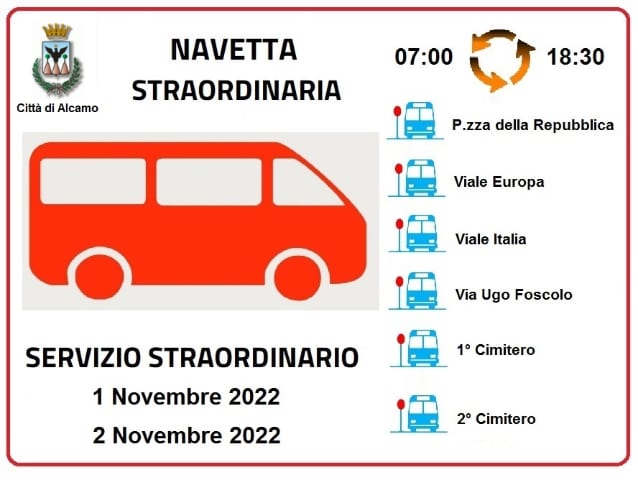 Commemorazione defunti, cimiteri di Alcamo aperti da domani al 3 novembre. Bus navetta attiva
