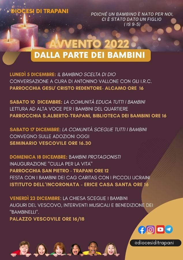 Avvento, programma della Diocesi di Trapani per i più piccoli. Primo incontro ad Alcamo