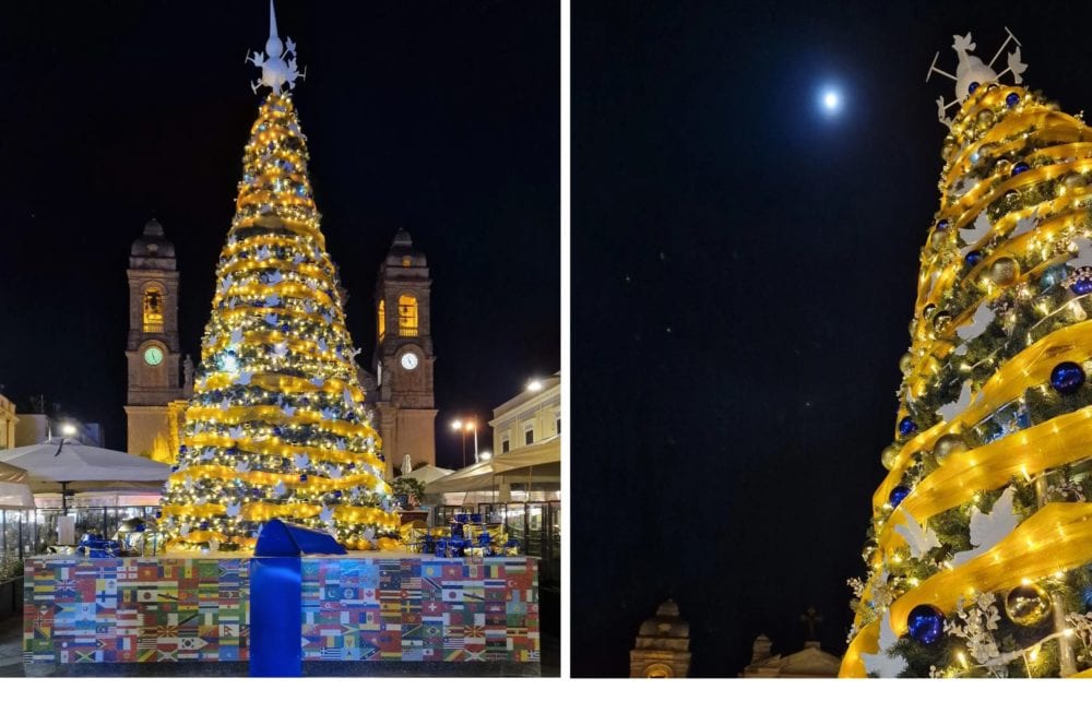 Albero di Natale dedicato agli Ucraini, in piazza Duomo a Terrasini