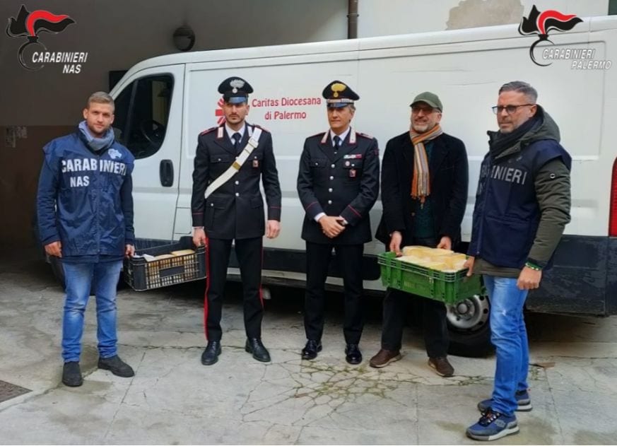 Donati in beneficienza 60kg di formaggi. Erano stati sequestrati dai N.a.s. a Terrasini