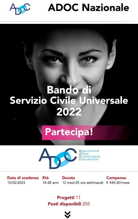 Servizio civile universale, dieci posti per giovani volontari. Domanda entro il prossimo 10 febbraio