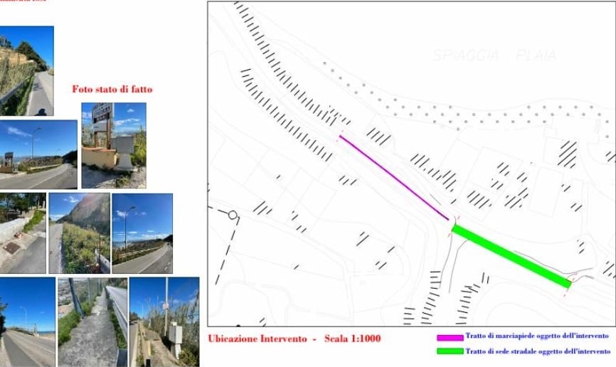 SS187, passerella pedonale per spiaggia di Castellammare. Via ai lavori