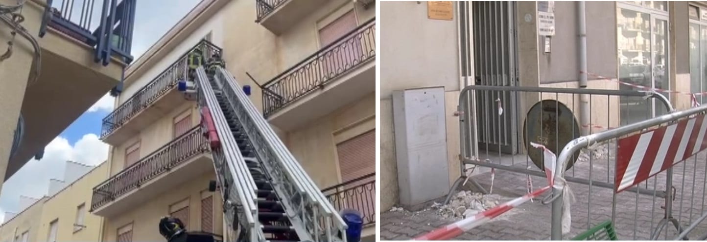 Balconi pericolanti, due interventi ad Alcamo dei Vigili del Fuoco. Caos in via Verga