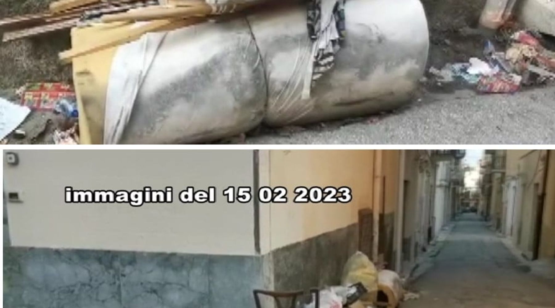 Discarica in centro, rifiuti ancora lí ma messi in ordine. Novità contrattuale?