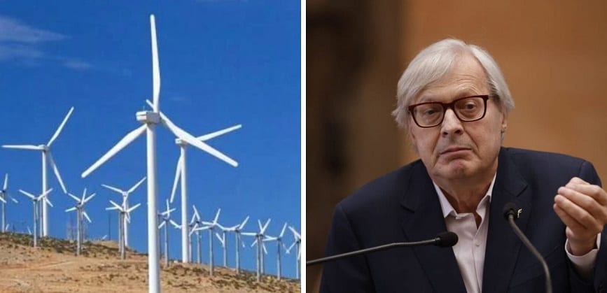 Pale eoliche, Sgarbi torna all’attacco: “Distruggono il paesaggio e i luoghi della memoria garibaldina”