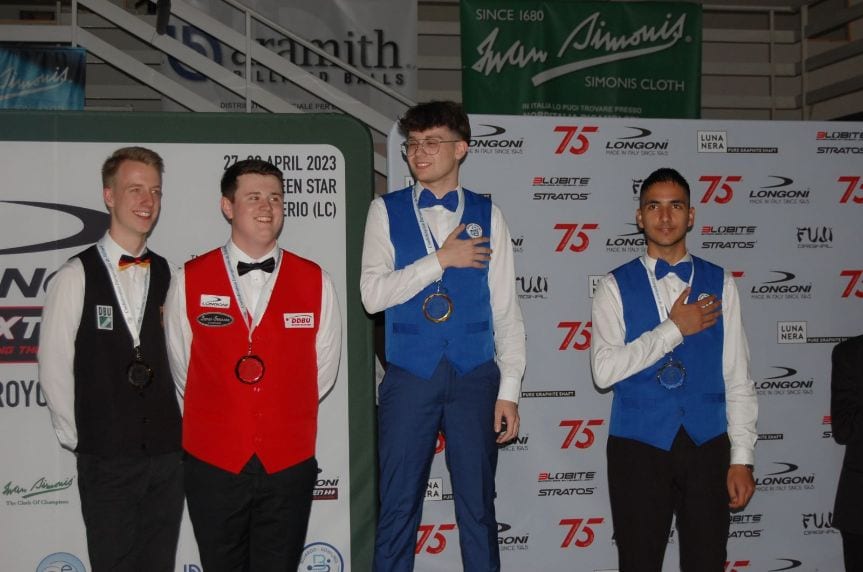 Biliardo, il marsalese Cucchiara è di nuovo campione d'Europa under 21