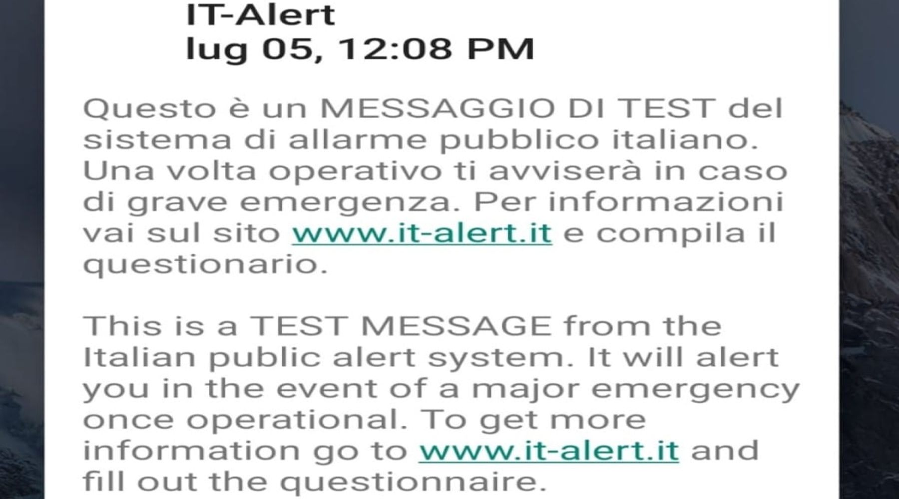Test ‘IT – Alert’, messaggio a mezzogiorno in punto. Alcamo è più avanti