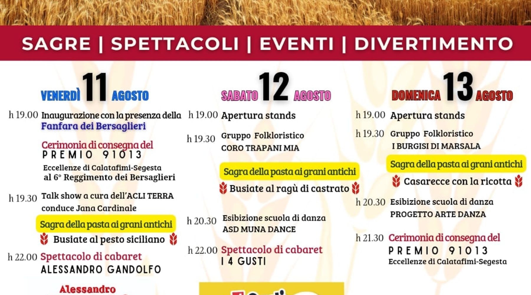 'I sapori dei grani antichi', torna a Calatafimi la fiera a 'Km 0'. Tre giorni di eventi ad agosto