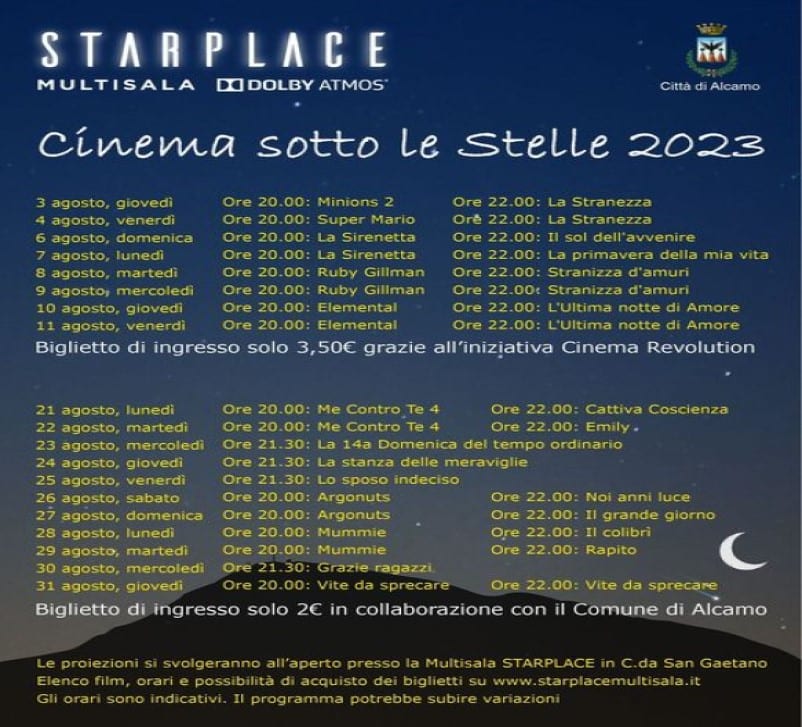 Estate alcamese con il “Cinema sotto le stelle”, si inizia con Ficarra e Picone
