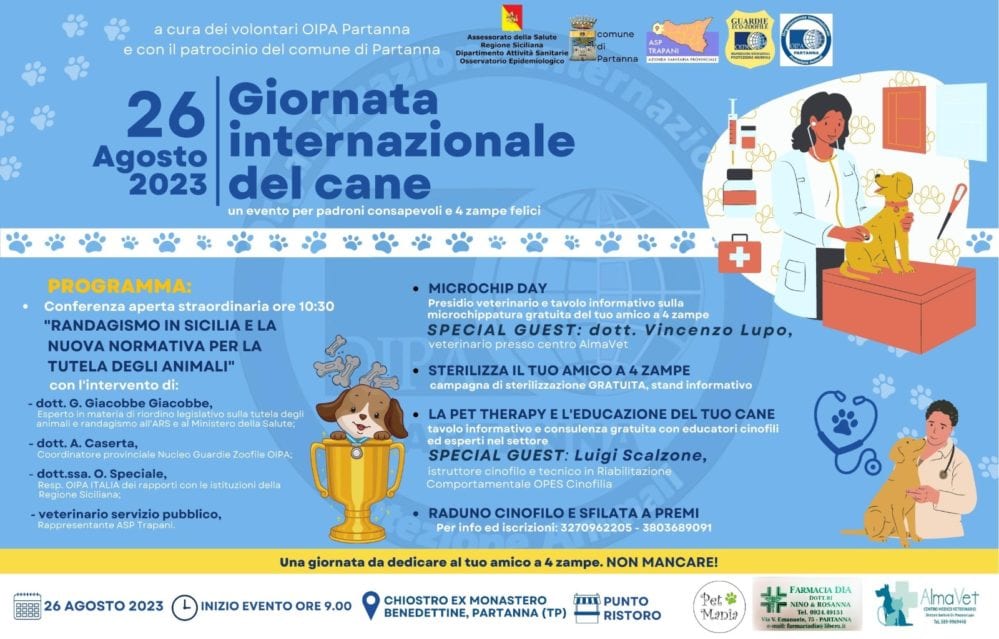 Sabato 'Giornata Internazionale del Cane', OIPA Partanna organizza evento