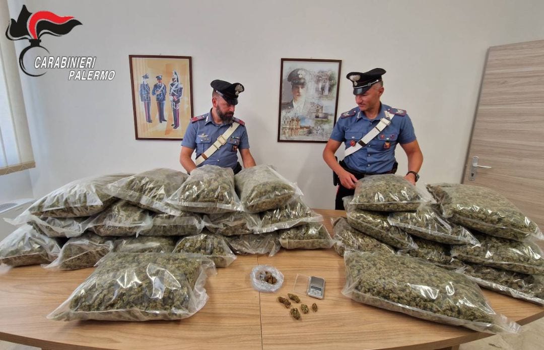 Perquisizioni e 26 chilogrammi di marijuana essiccata. Due arrestati due partinicesi