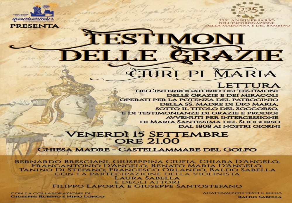 “Testimoni delle grazie”, lettura, a Castellammare del Golfo, di testi antichi che raccontano di grazie ricevute