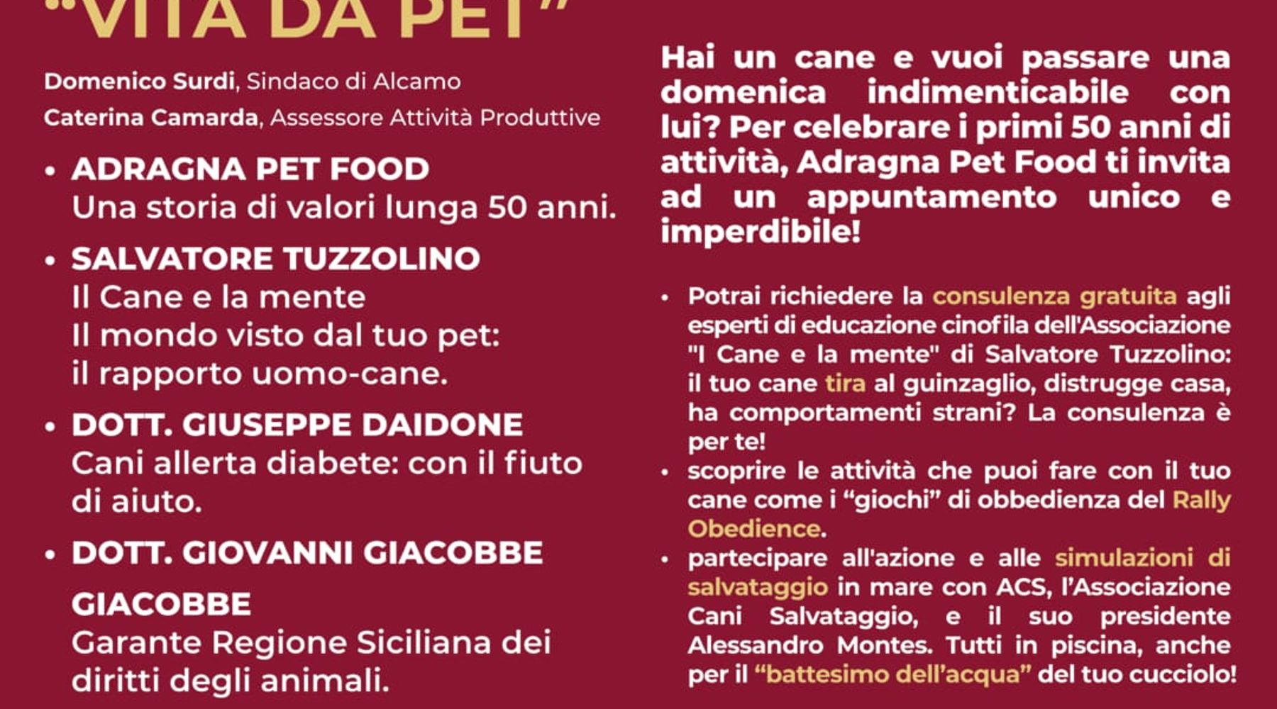 Ad Alcamo i primi 50 anni di azienda che produce cibo per animali. Previsti talk e dog-village