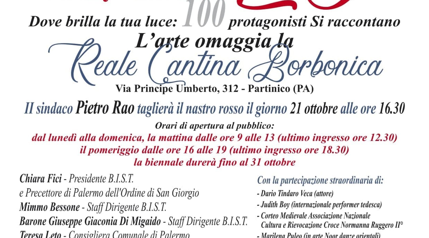 Dieci giorni alla Real Cantina Borbonica di Partinico, ospiterà la BIST